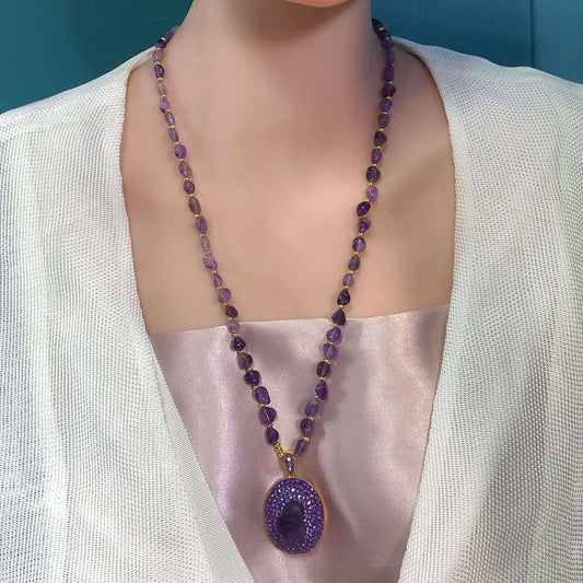 Original Ore Shaped Amethyst Fashion Necklace