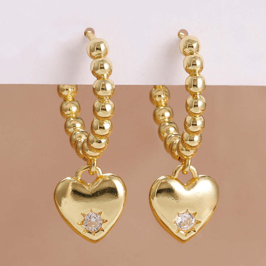 Vintage Gold Heart Earrings High-end Sense Of Light Luxury Women