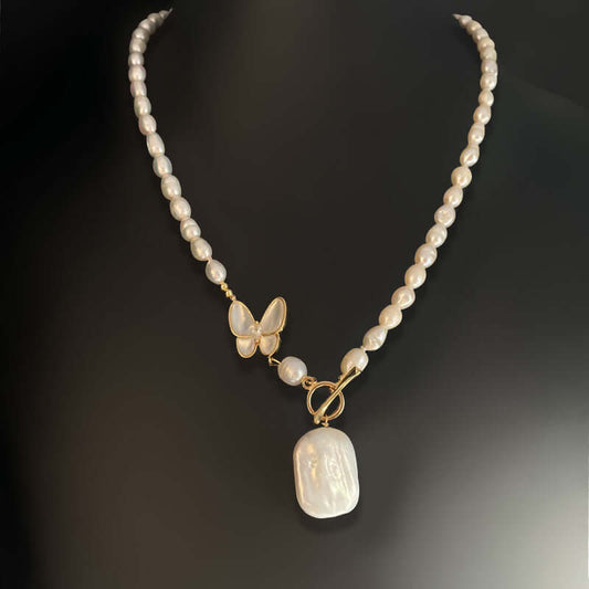 Simple And Niche Design Butterfly Pearl Necklace